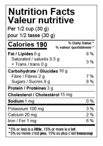 GranolaKid - Cran Cinny Bliss Nutritional Information