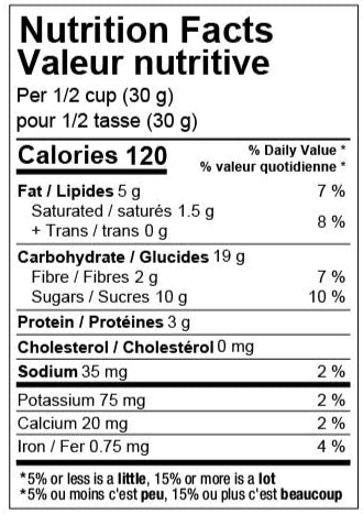 GranolaKid Dark Dreamy Nutritional Information