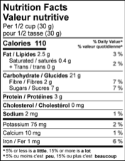 Nutritional Label - Naked Granola