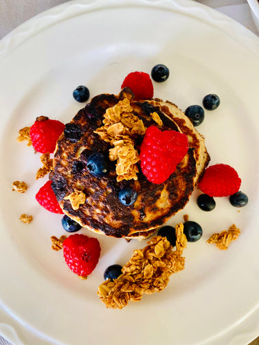 The Granola Kid - Pancakes topped with Naked Granola